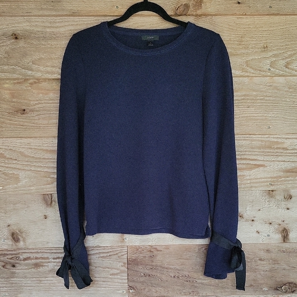 J. Crew Size Small Navy Sweatshirt with Ribbon Accents